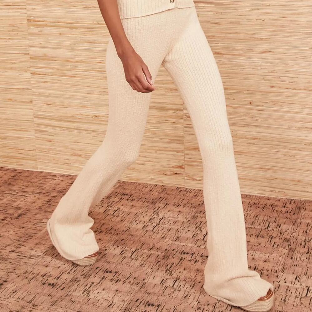 Ulla Johnson Mathilda Pant Brazilian Sand Ribbed Knit Size XL